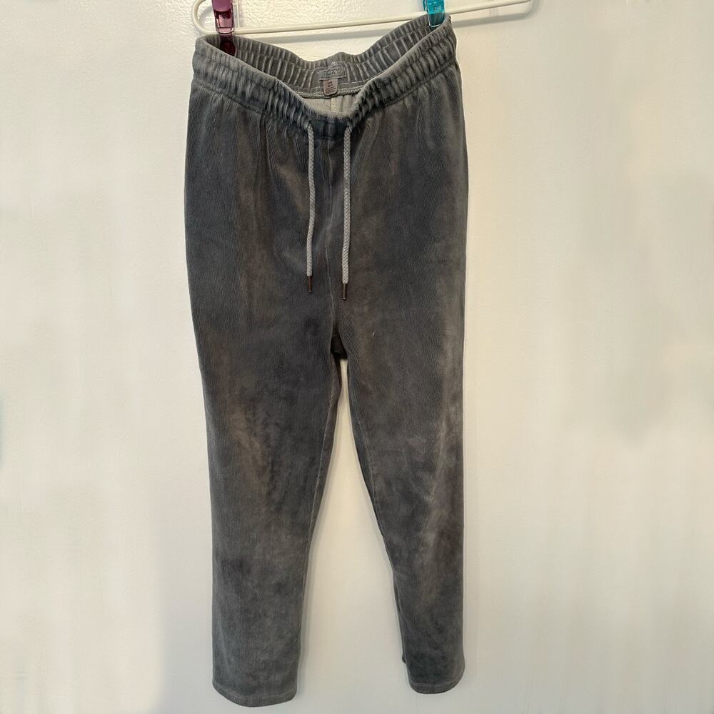 Roxy Gray Velour Jogger Pants GIRLS's Large Drawstring Lounge Sweatpants Soft